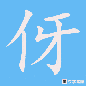《伢》的笔顺动画写字动画演示