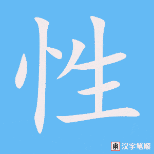 《性》的笔顺动画写字动画演示