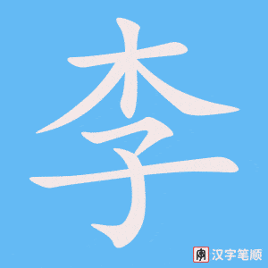 《李》的笔顺动画写字动画演示