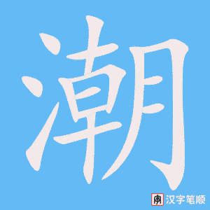 《潮》的笔顺动画写字动画演示