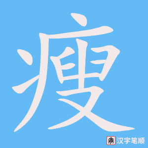 《瘦》的笔顺动画写字动画演示