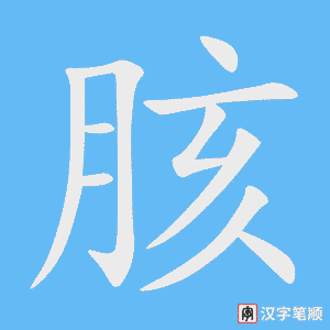 《胲》的笔顺动画写字动画演示