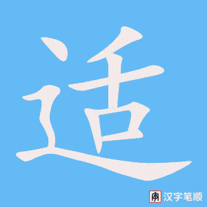 《适》的笔顺动画写字动画演示