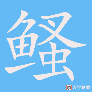 《鳋》的笔顺动画写字动画演示