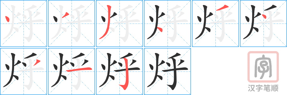 《烀》的笔顺分步演示（一笔一画写字）