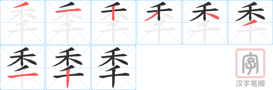 《秊》的笔顺分步演示（一笔一画写字）